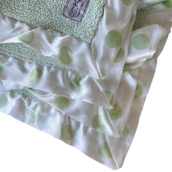 Little Giraffe Mint Green Chenille Baby Blanket Polka Dot Satin Trim 31x37 GUC - Picture 6 of 12